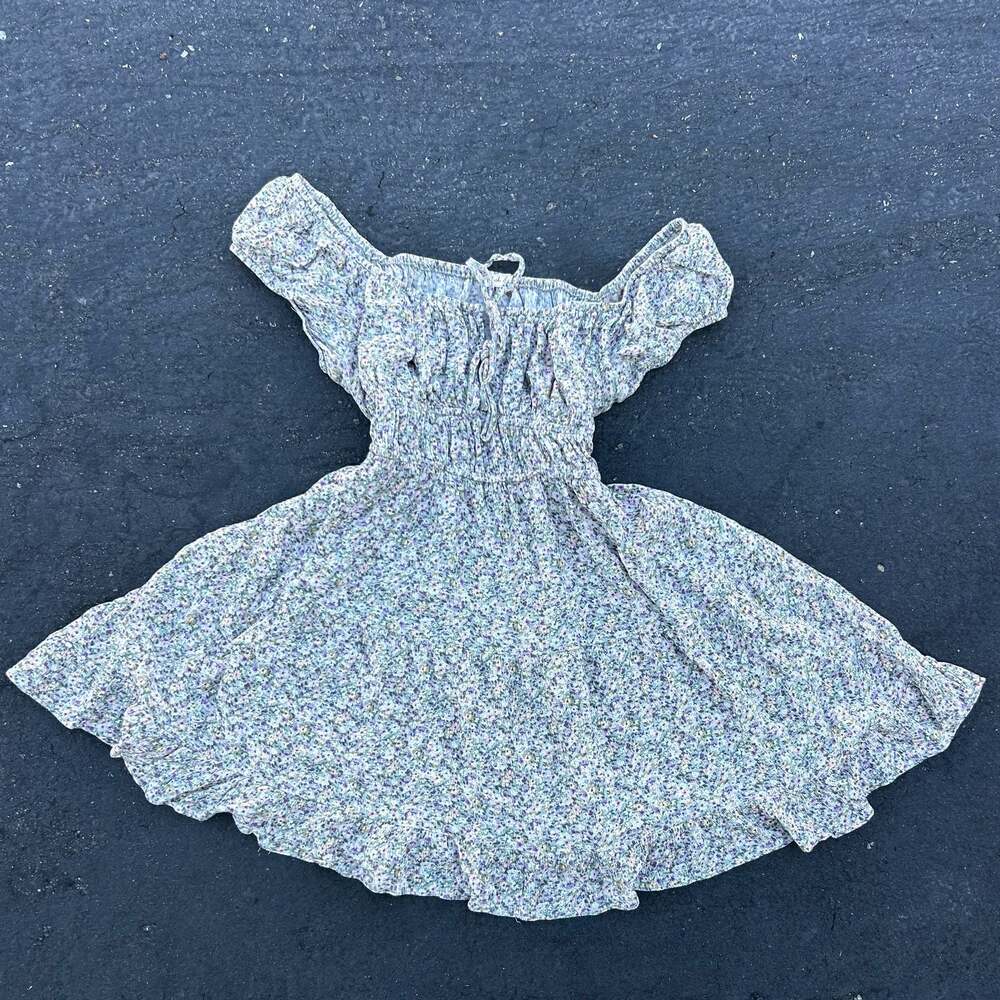 Cottagecore milkmaid summer dress floral prairie